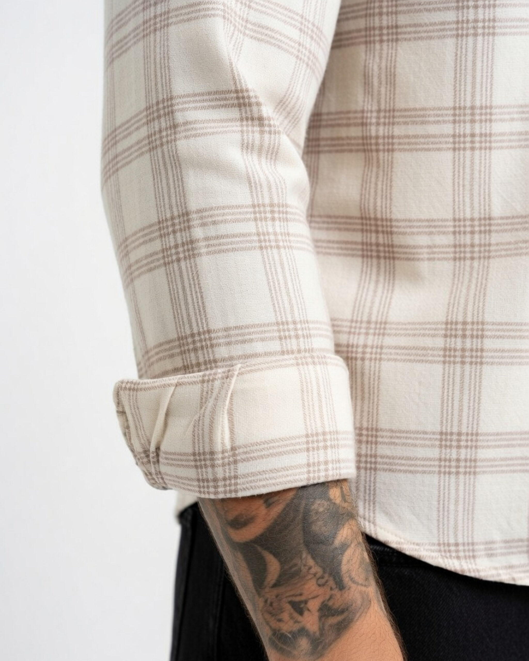 Men’s White & Pink Check Cotton Shirt - Image 3
