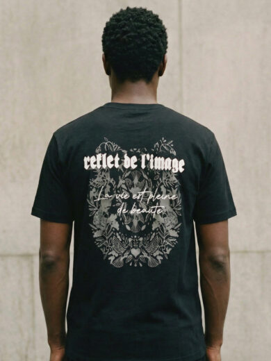Reflect The Image Black Tee with graphic print design