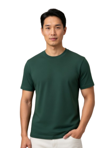 Classic Green Round Neck Tee with simple everyday design