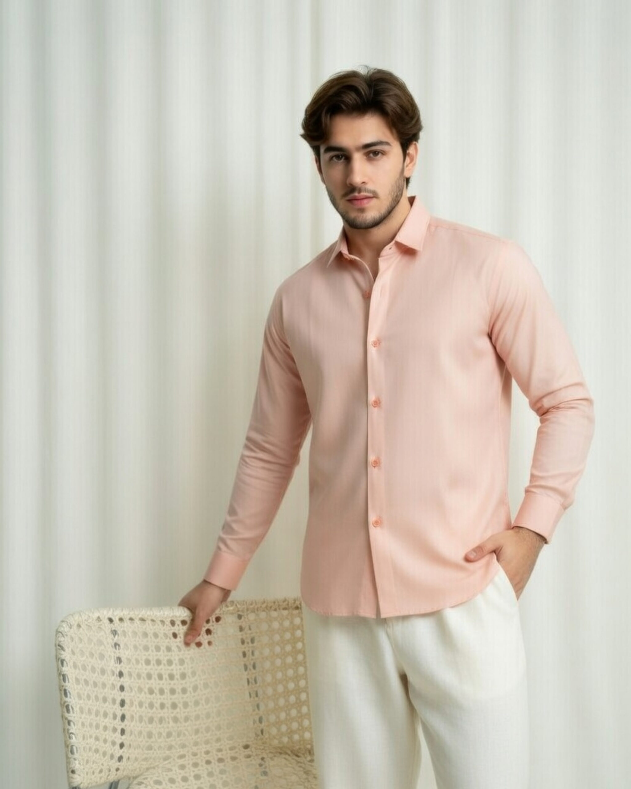 Elegant Pink Full Sleeve Shirt for Men – Stylish Casual & Office Wear Shirt - Image 5
