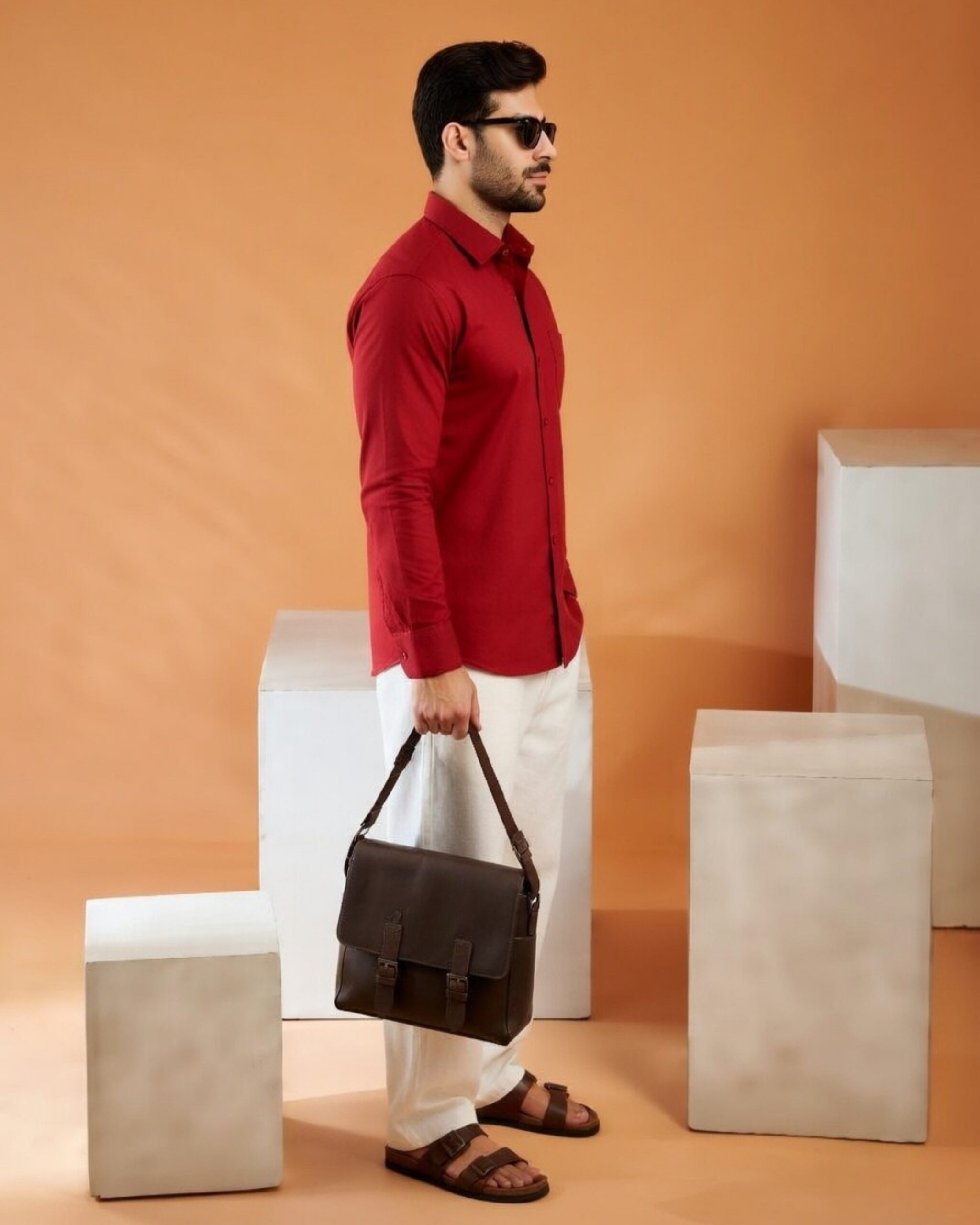 Classic Red Full Sleeve Shirt for Men – Casual & Smart Casual Shirt - Image 6