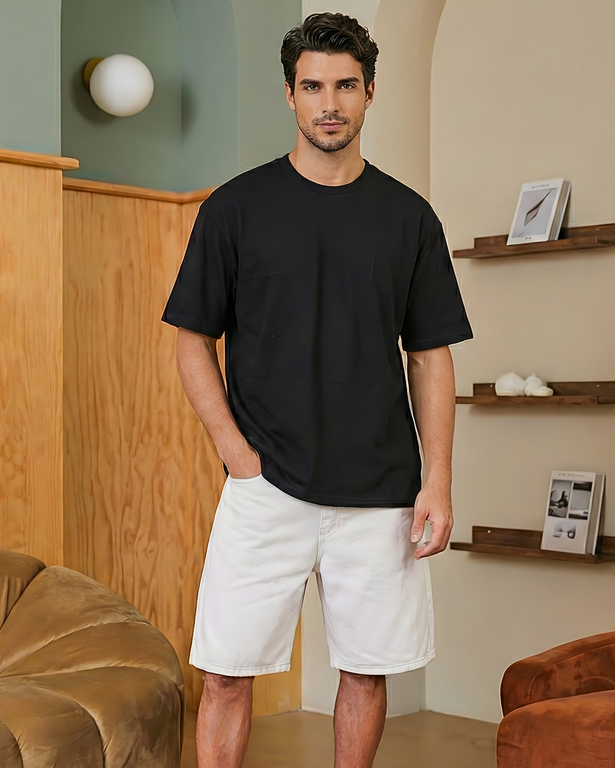 Essential Black Round Neck Tee – Classic Black T-Shirt - Image 6