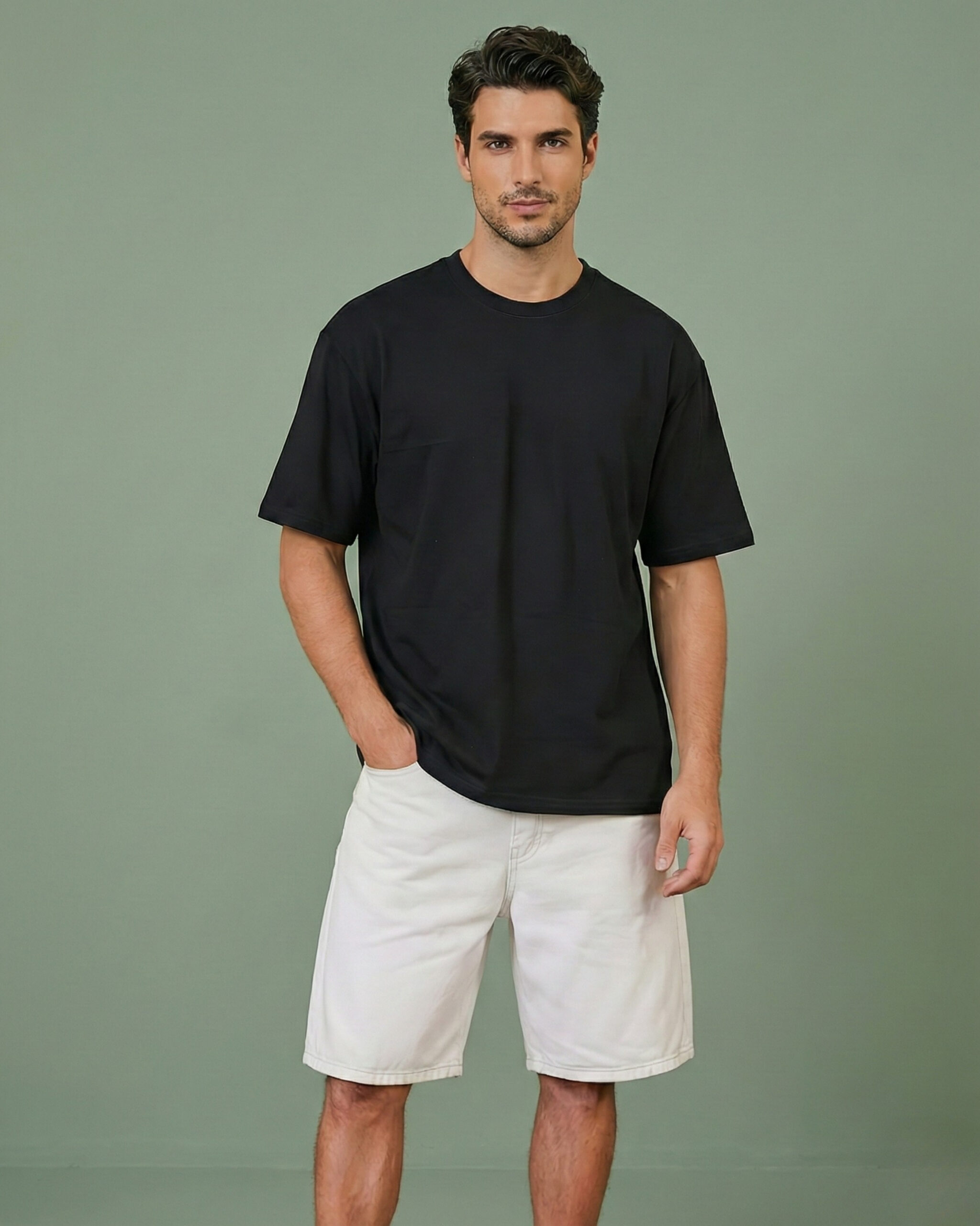 Essential Black Round Neck Tee – Classic Black T-Shirt - Image 4